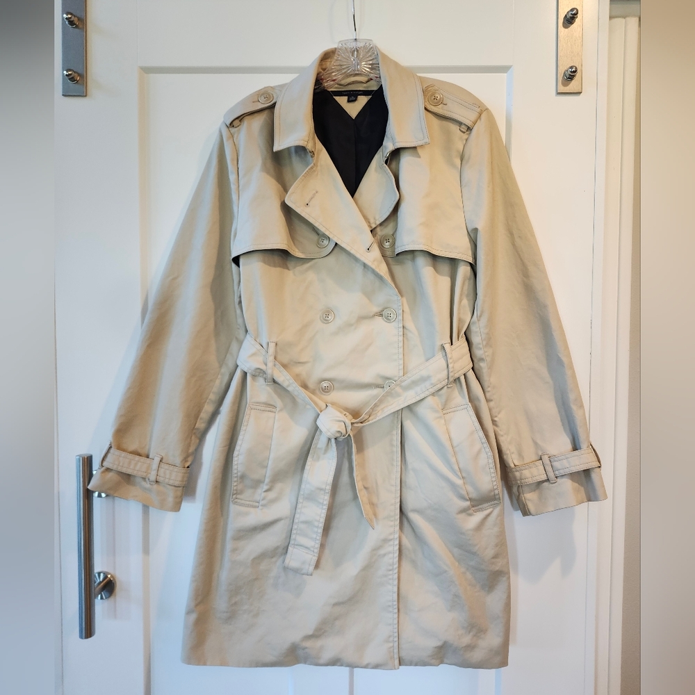 Tommy Hilfiger Beige Double-Breasted Trench Coat with Belt